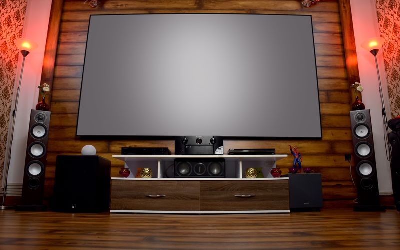 Home theater surround sound system setup in a modern living room — best home theatre systems in Uganda 2026
